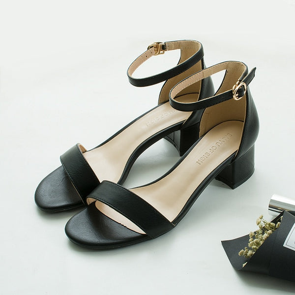 Women Sandals Square High Heels Pump Shoes 2019 Summer Shoes Woman Female Sandals Ankle Strap Casual Wedding Heels ladies Pumps
