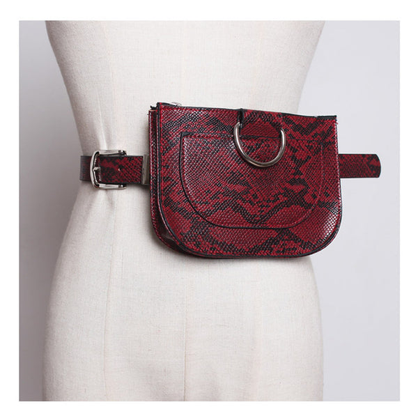 Women Waist Pack Serpentine Fanny Pack Pu Leahter Waist Bag Famal Fashion Snake Skin Waist Belt High quality Female Purse B31