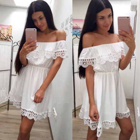 Plus Size Chiffon Dresses Women New Fashion Chiffon Overlay Three Quarter Sleeve Stitching Irregular Hem Lace Dress