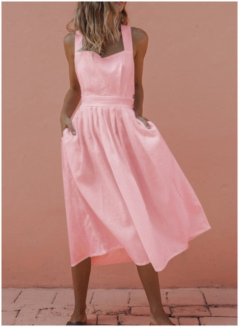 CROPKOP 2019 Summer Women Dresses Sexy Backless Sleeveless Long Red Dresses Fashion Slim Evening Party Beach Sundress Vestidos