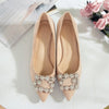 Shoes Woman 3.5cm High Heels Shoes Women Buckle Rhinestone Flock Point Toe Party Small Heels Sandals Office Lady Dress Pump Shoe