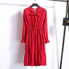 29 Colors Beautiful Fashion Spring Autumn Women Long Sleeve Dress Retro Collar Casual Slim Dresses Floral Printing Chiffon Sexy