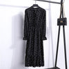 29 Colors Beautiful Fashion Spring Autumn Women Long Sleeve Dress Retro Collar Casual Slim Dresses Floral Printing Chiffon Sexy