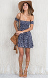 LOSSKY New 2018 Fashion Women Dress Short Sleeve Floral Dress Sexy Off Shoulder Beach Mini Summer Dress  Casual Party Vestidos