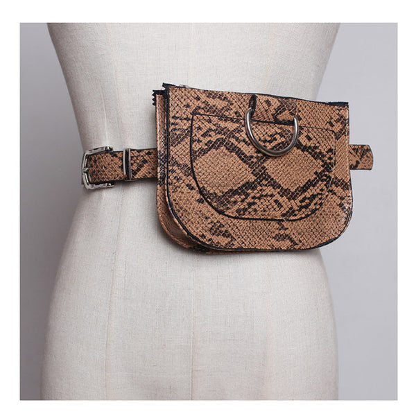 Women Waist Pack Serpentine Fanny Pack Pu Leahter Waist Bag Famal Fashion Snake Skin Waist Belt High quality Female Purse B31