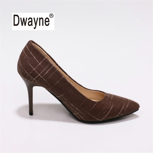 Big Size Women's Shoe 9cm MOC 2 High Heels Pumps Party Shoes For Women Canvas Wedding Shoes chaussure femme