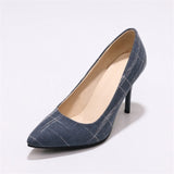 Big Size Women's Shoe 9cm MOC 2 High Heels Pumps Party Shoes For Women Canvas Wedding Shoes chaussure femme
