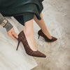 Big Size Women's Shoe 9cm MOC 2 High Heels Pumps Party Shoes For Women Canvas Wedding Shoes chaussure femme