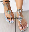 2019 shoes woman sandals women Rhinestones Chains Flat Sandals Thong Crystal Flip Flops sandals gladiator sandals 43 free ship