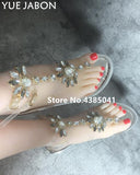 2019 shoes woman sandals women Rhinestones Chains Flat Sandals Thong Crystal Flip Flops sandals gladiator sandals 43 free ship