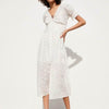 Women White Dress Cotton Hollow Out Embroidery 2019 Summer New Fashion Slim Lady's Mid-Calf Sheath Dresses Feminino Vestidos