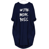 Mom Wife Boss 2019 Summer Dress Casual Women Fashion Vest Dresses Long Sleeve Sundress Slim Sexy Dress