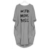 Mom Wife Boss 2019 Summer Dress Casual Women Fashion Vest Dresses Long Sleeve Sundress Slim Sexy Dress