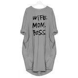 Mom Wife Boss 2019 Summer Dress Casual Women Fashion Vest Dresses Long Sleeve Sundress Slim Sexy Dress