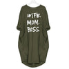 Mom Wife Boss 2019 Summer Dress Casual Women Fashion Vest Dresses Long Sleeve Sundress Slim Sexy Dress
