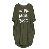 Mom Wife Boss 2019 Summer Dress Casual Women Fashion Vest Dresses Long Sleeve Sundress Slim Sexy Dress
