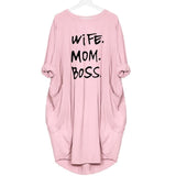 Mom Wife Boss 2019 Summer Dress Casual Women Fashion Vest Dresses Long Sleeve Sundress Slim Sexy Dress