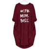 Mom Wife Boss 2019 Summer Dress Casual Women Fashion Vest Dresses Long Sleeve Sundress Slim Sexy Dress
