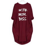 Mom Wife Boss 2019 Summer Dress Casual Women Fashion Vest Dresses Long Sleeve Sundress Slim Sexy Dress